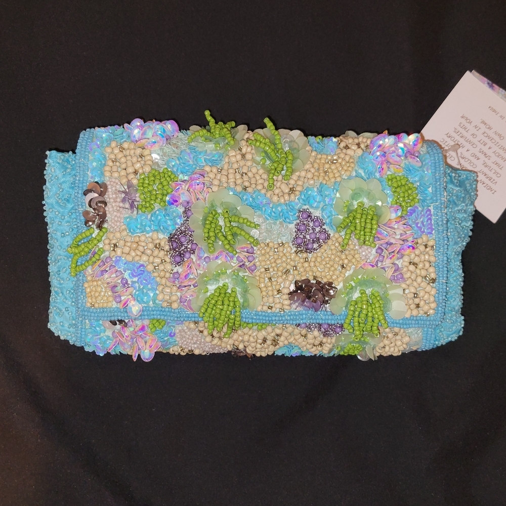 NWT Hand beaded clutch/crossbody bag